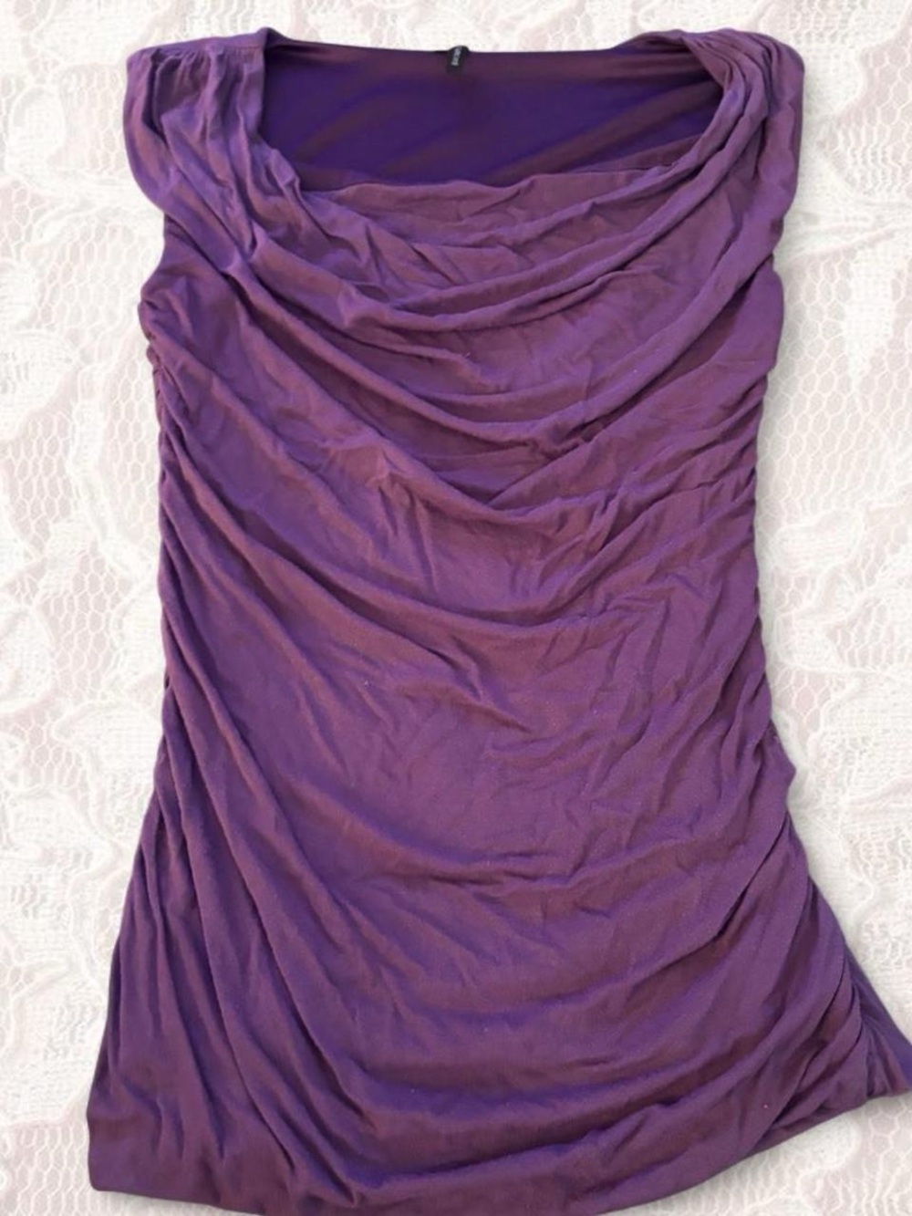 Maurices Purple Draped Cowl Tank Top